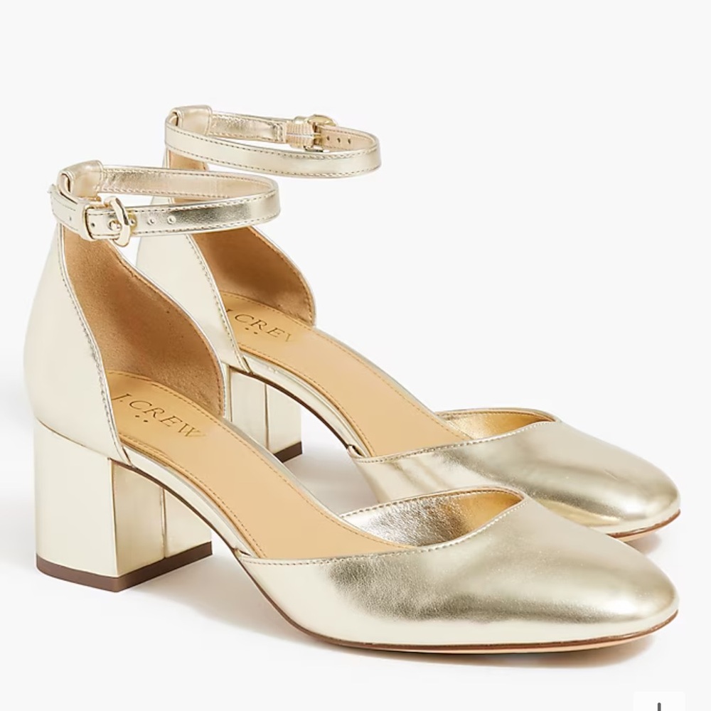 J. Crew Gold Ankle Strap Heels